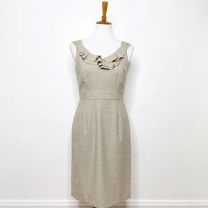 Antonio Melani Taupe Ruffle Bodice Sheath Dress